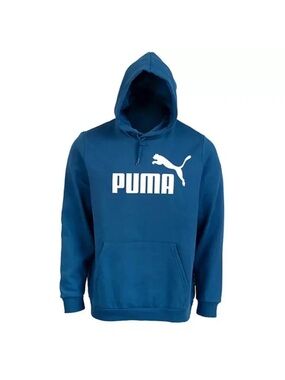 PUMA Men's Royal Blue Hoodie white logo hooded pouch sweatshirt medium M